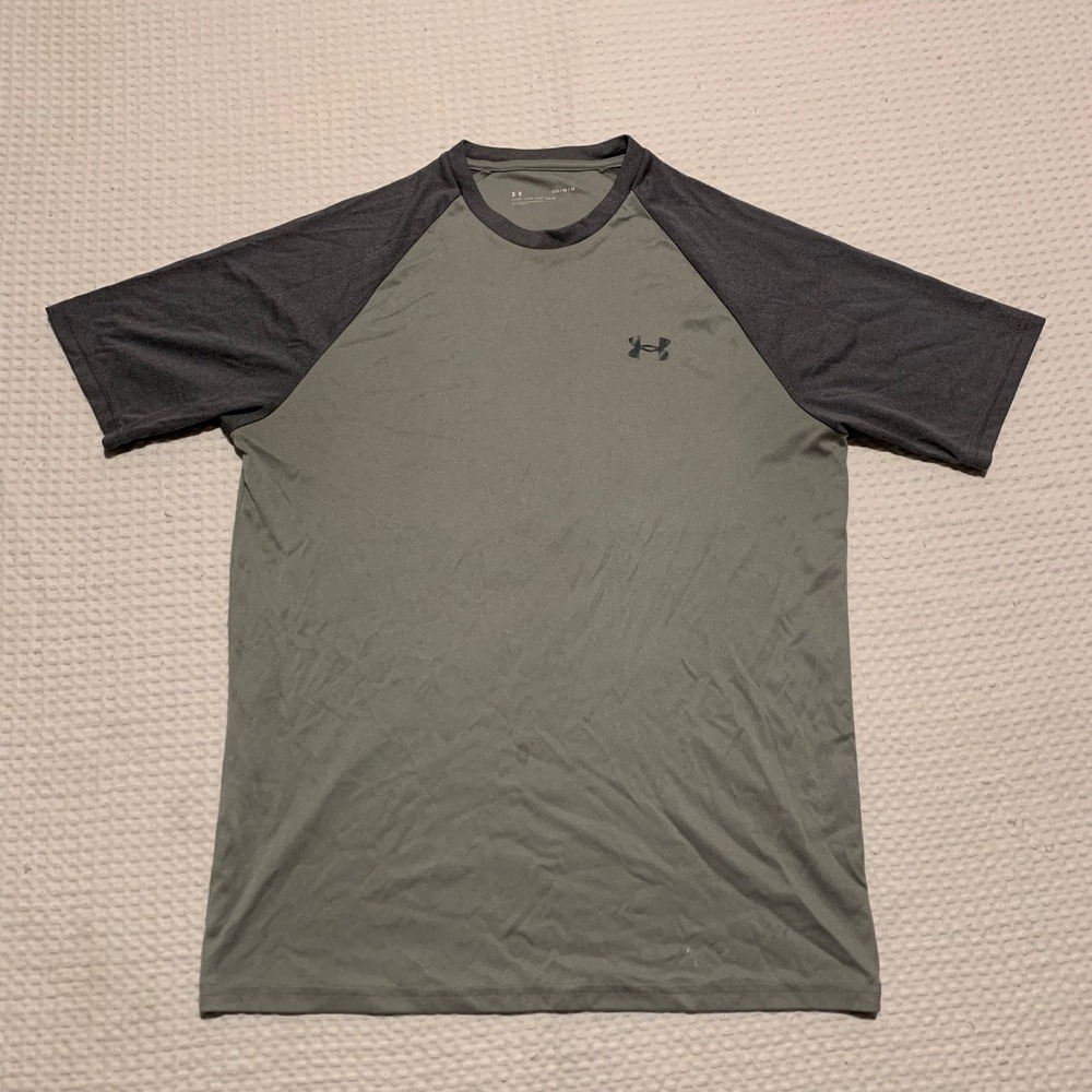 Under Armour Mens Loose Fit Raglan Short Sleeve T-Shirt Green Grey Medium